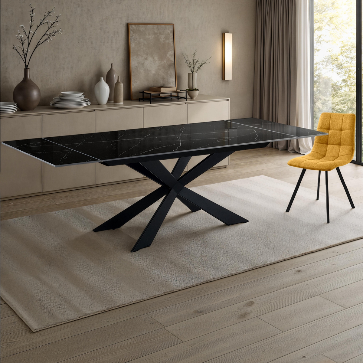 Tavolo JIM 160 - Marmo Nero Lucido