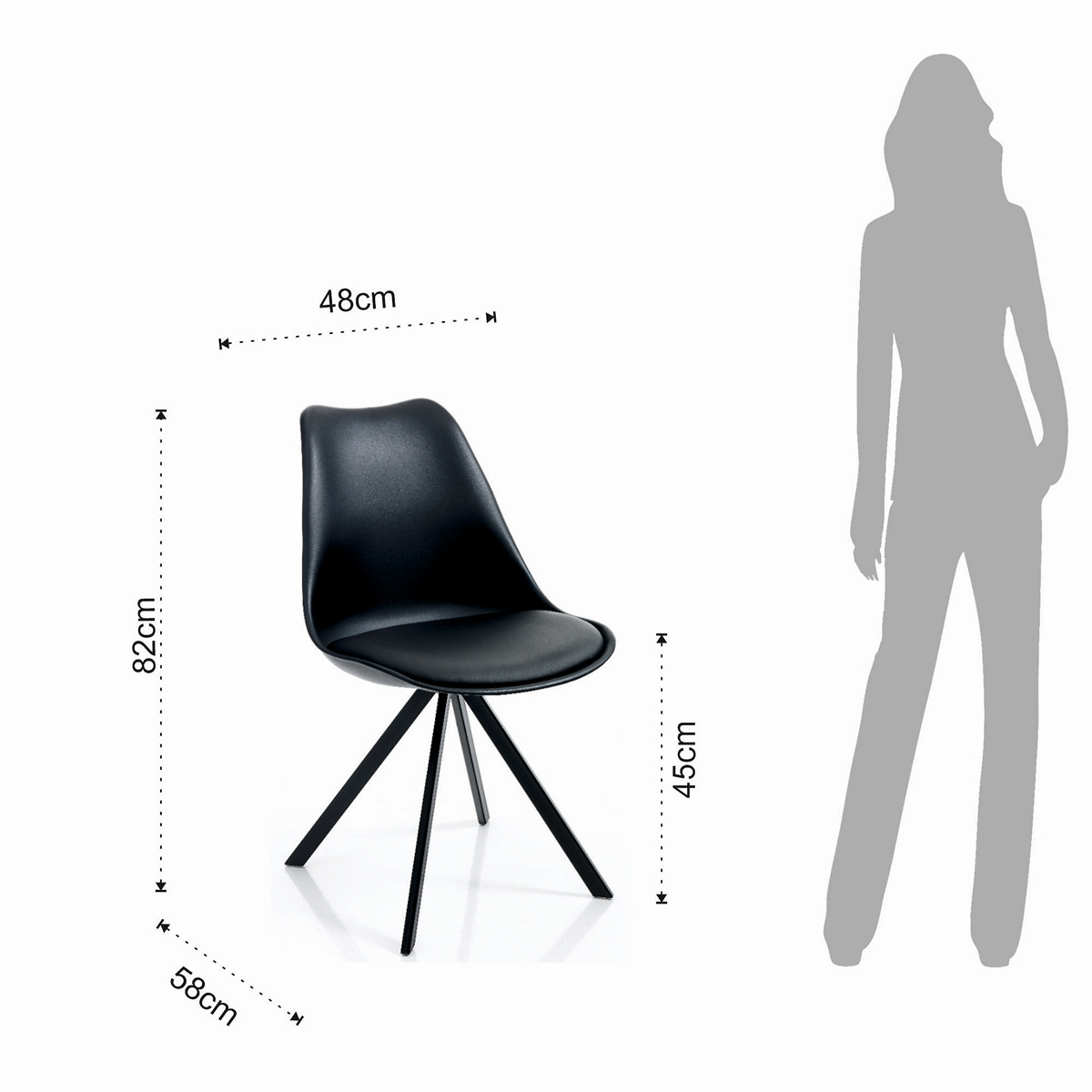 Sedia JEFFRY SLIM - Nera - immagine 5