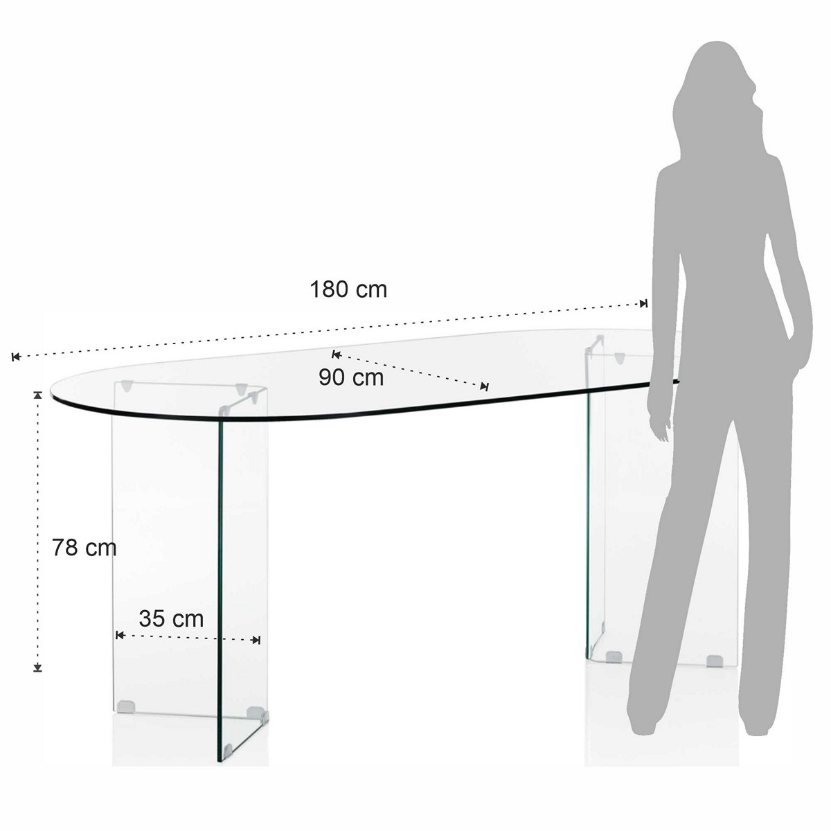 Tavolo RONNIE OVAL 180 - vetro temprato trasparente - immagine 6