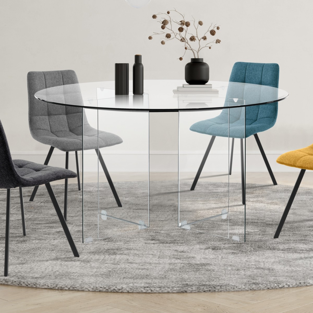 Tavolo RONNIE ROUND - vetro temprato trasparente