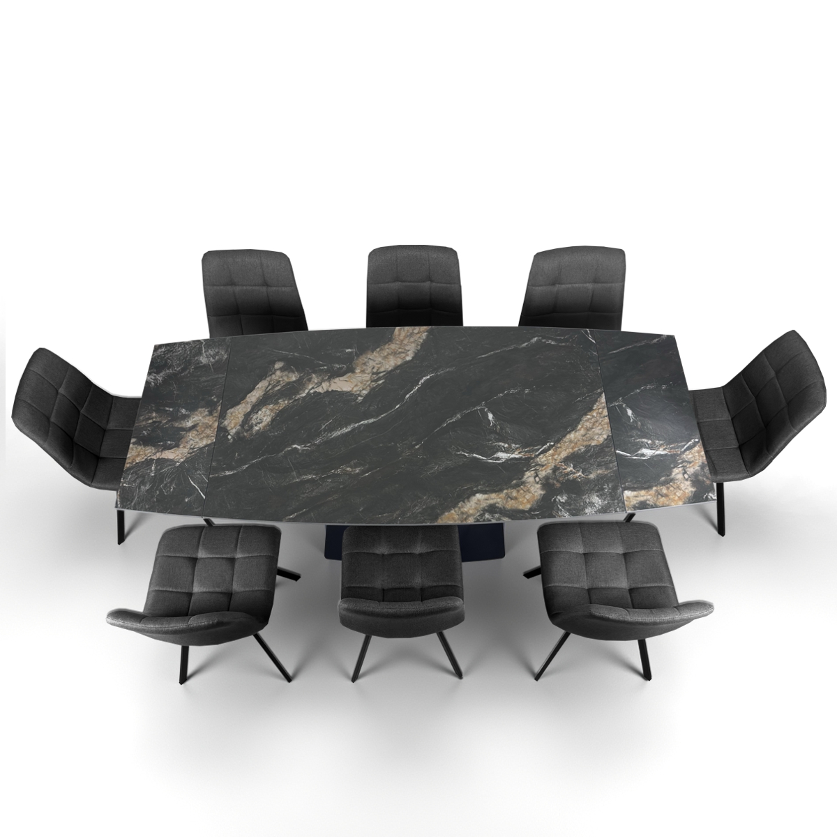 Tavolo allungabile HARSH MARMO - finitura marmo Nero / Oro opaco - immagine 8