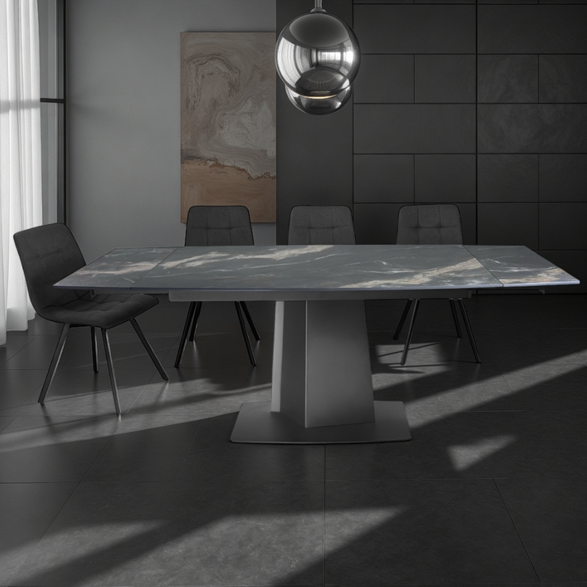 Tavolo allungabile HARSH MARMO - finitura marmo Nero / Oro opaco - immagine 11