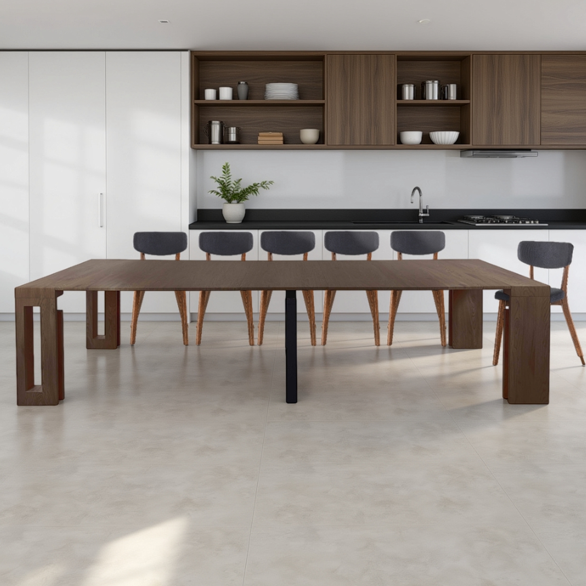 Tavolo / consolle PIER - in MDF rivestito in melamminico finitura Noce - immagine 4