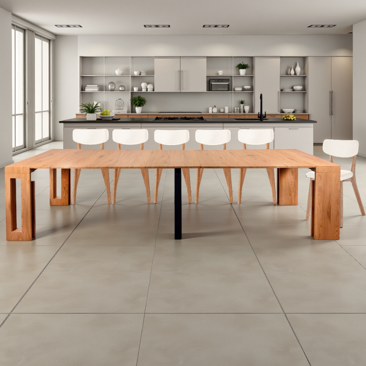 Tavolo / consolle PIER - in MDF rivestito in melamminico finitura Rovere - immagine 4