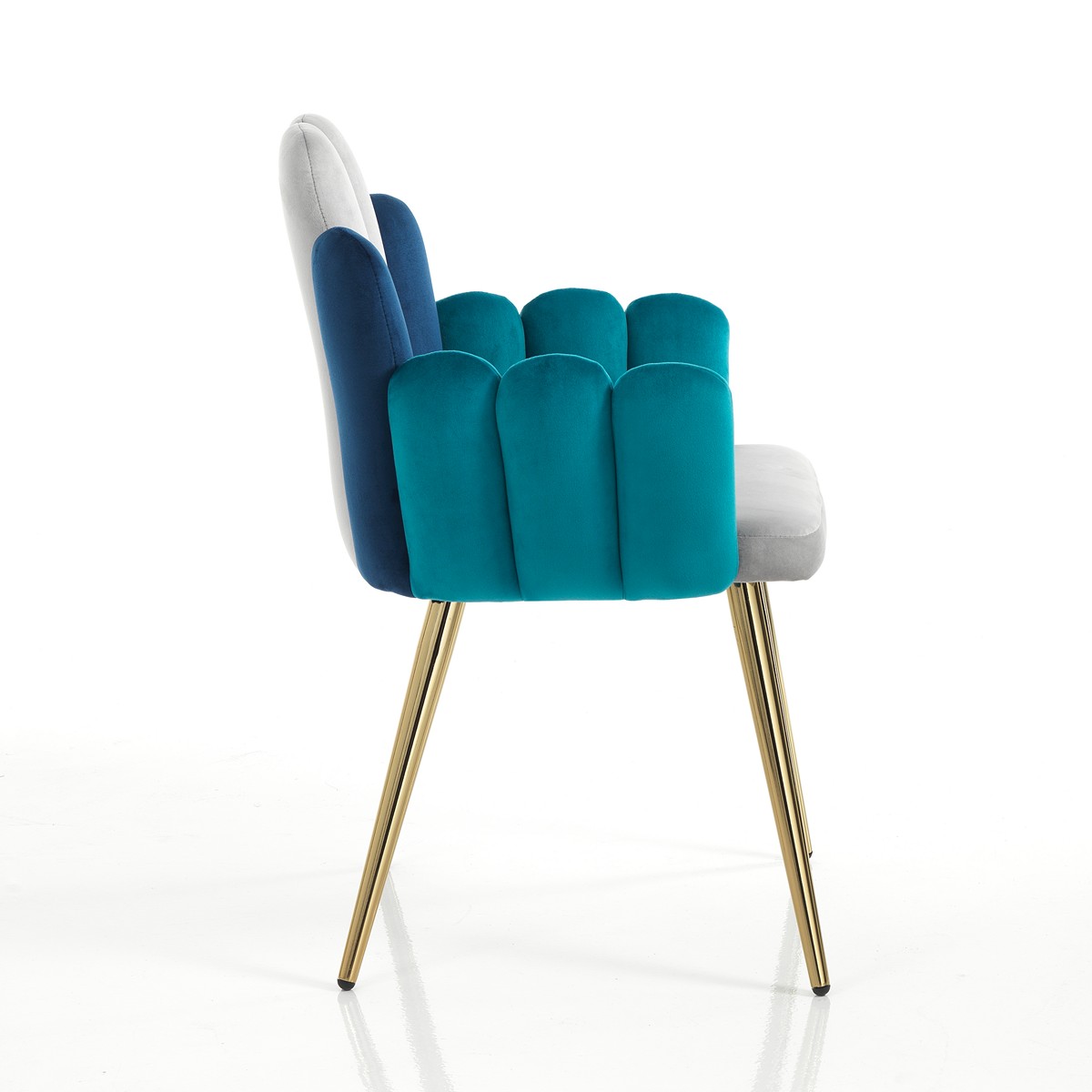 HOLLY sedia / poltrona tessuto di microfibra effetto velluto di colore Grigio / Verde / Blu - immagine 3