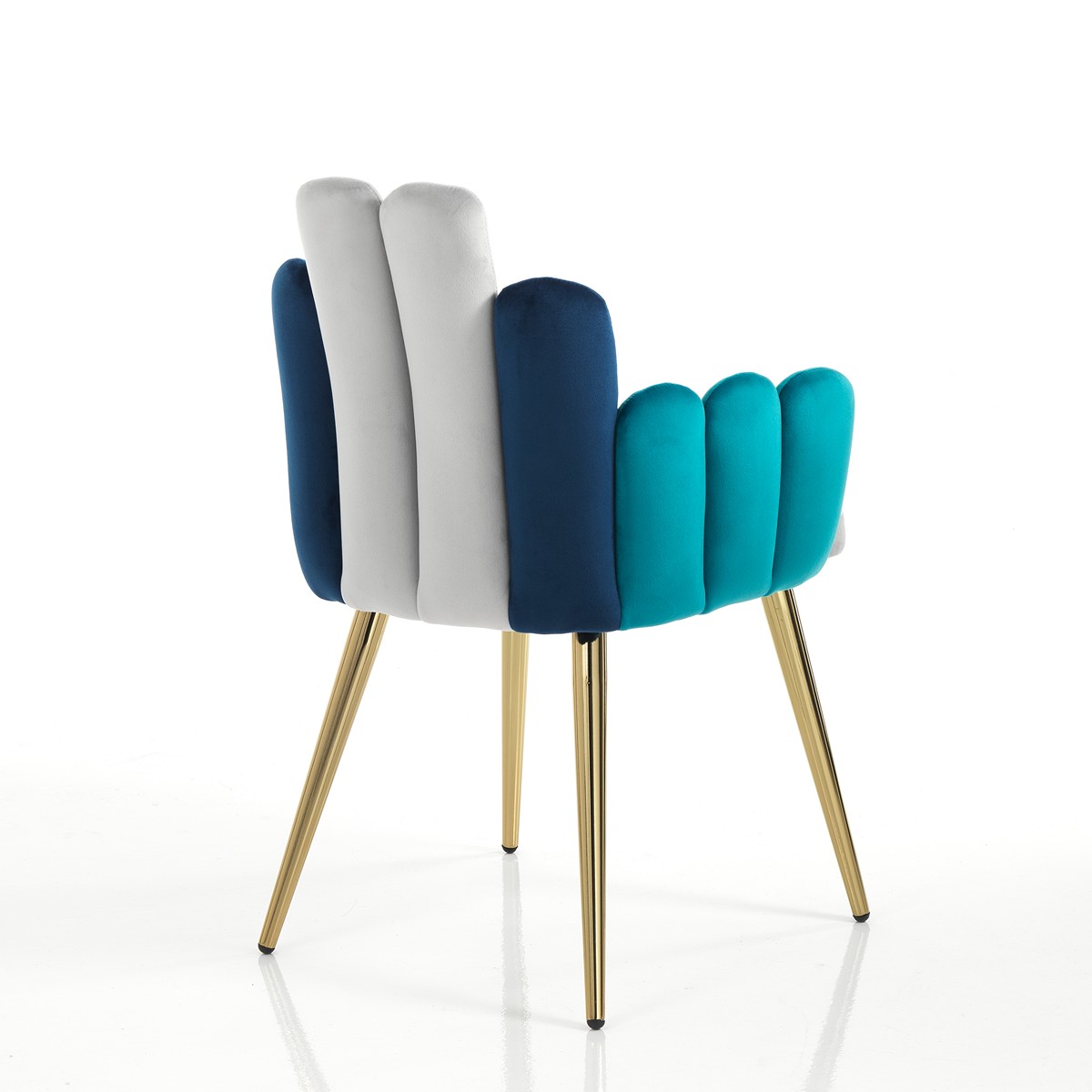 HOLLY sedia / poltrona tessuto di microfibra effetto velluto di colore Grigio / Verde / Blu - immagine 4