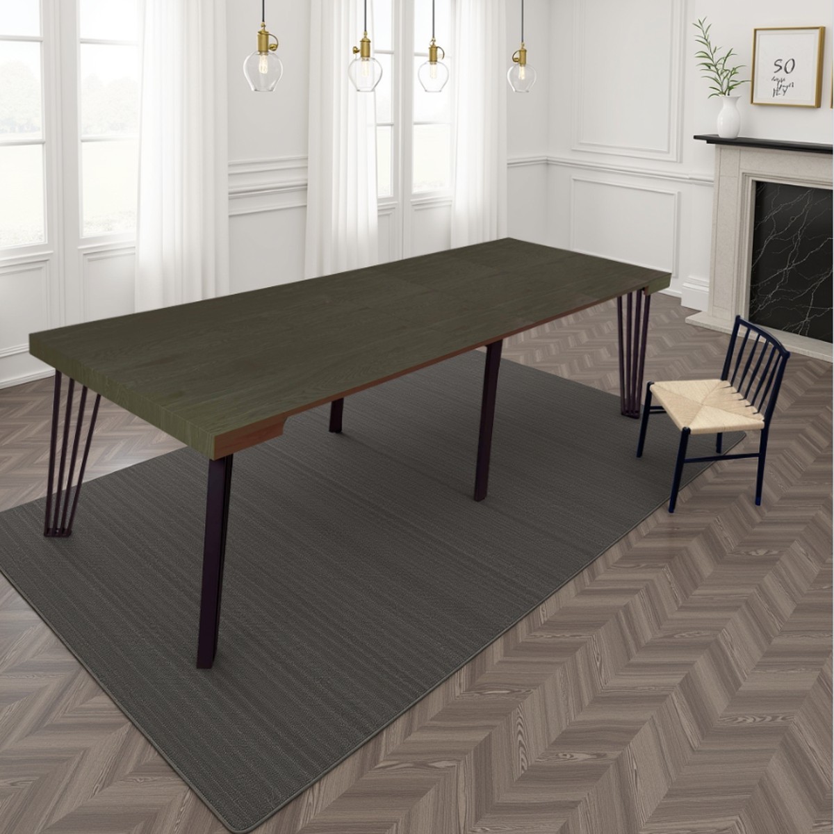 GENNY Tavolo / consolle - in MDF rivestito in melamminico finitura legno Grigio - immagine 5