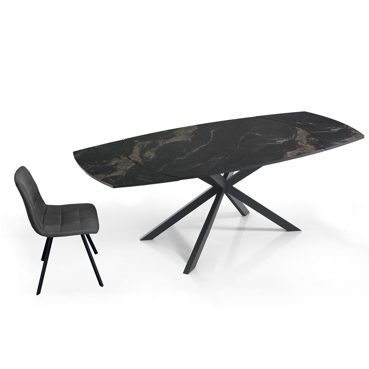 MARY tavolo allungabile - finitura marmo Nero / Oro opaco - immagine 4